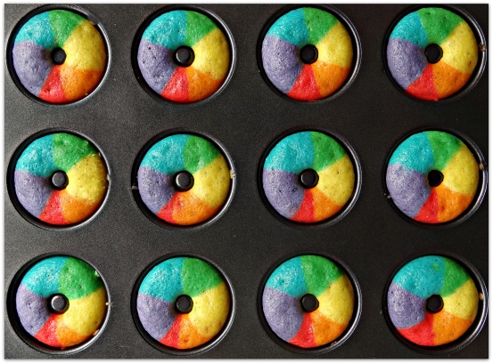 rainbow donuts tray